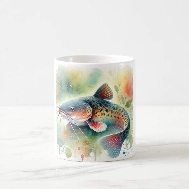 Caneca De Café Catfish in Watercolor Art 170724AREF129 - Watercol (Centro)