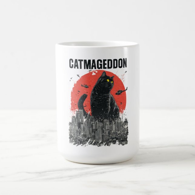 Caneca De Café Catmageddon Giant Cat Monster City Kaiju Funny Pet (Centro)