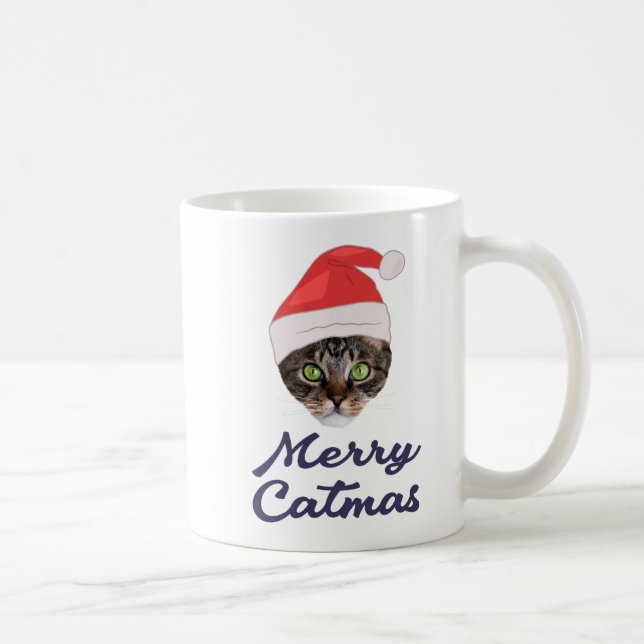 Caneca De Café Catmas de feliz, Convite para Papai Noel de Natal (Direita)