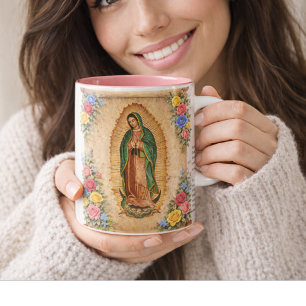 Caneca De Café Católica Espanhola Guadalupe Religiosa Virgem Mari