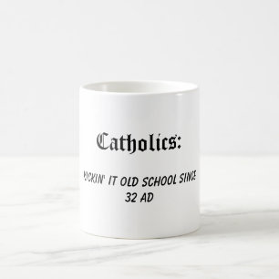 Caneca De Café Católicos: Kickin ele velha escola