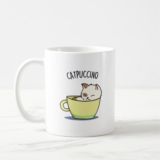 Caneca De Café Catpuccino Gato De Gatinho Engraçado Na Taça (Esquerda)