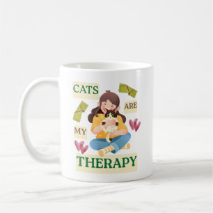 Caneca De Café Cats Are My Therapy – Cute Cat Lover Design