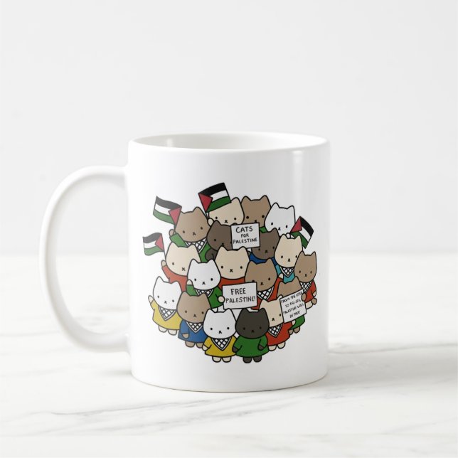 Caneca De Café Cats for Palestine – Kawaii Cats for Justice (Esquerda)