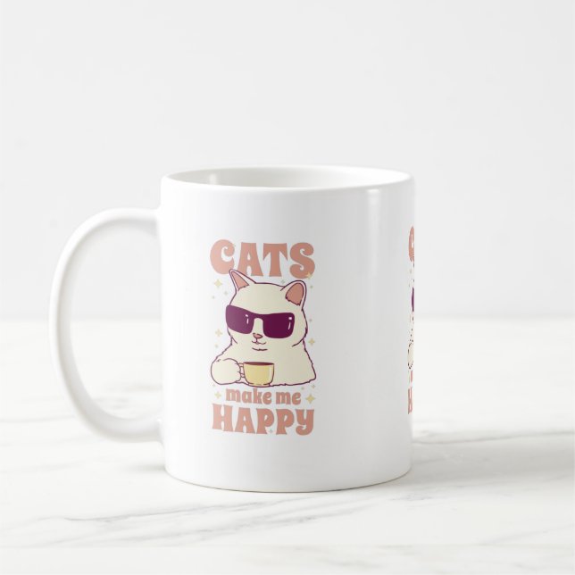 Caneca De Café Cats Make Me Happy Mug (Esquerda)