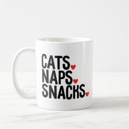 Caneca De Café Cats Naps Snacks - Amantes de gatos