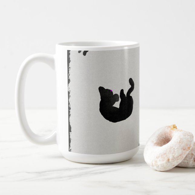 Caneca De Café Cats Pretos Aquarela (Com Donut)