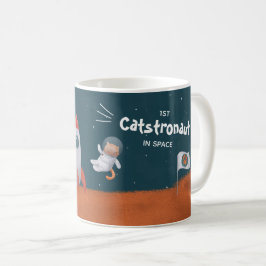 Caneca De Café Catstronauta Whimsical no Espaço, Gatos em Marte, 