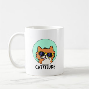 Caneca De Café Cattitude Engraçado Gato Pun