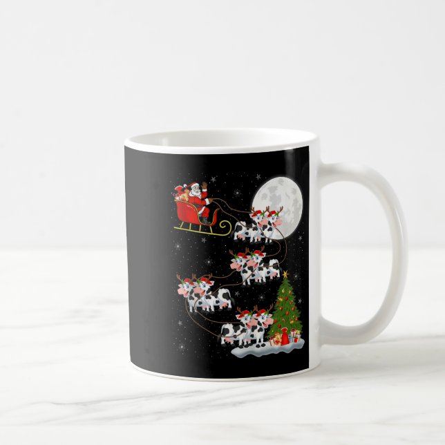 Caneca De Café Cattle Cow Santa Sleigh Flying Funny Magical Chris (Direita)