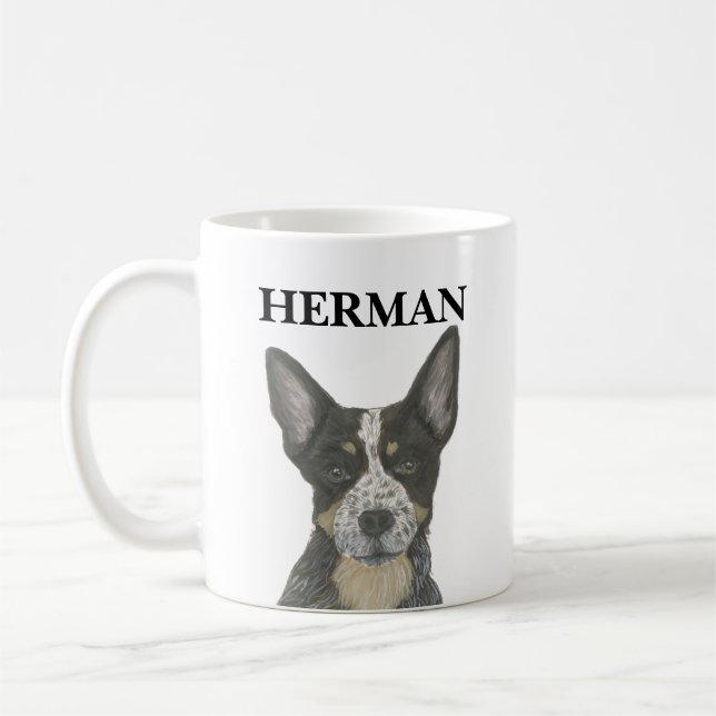 Caneca De Café Cattledog Azul Personalizado (Esquerda)