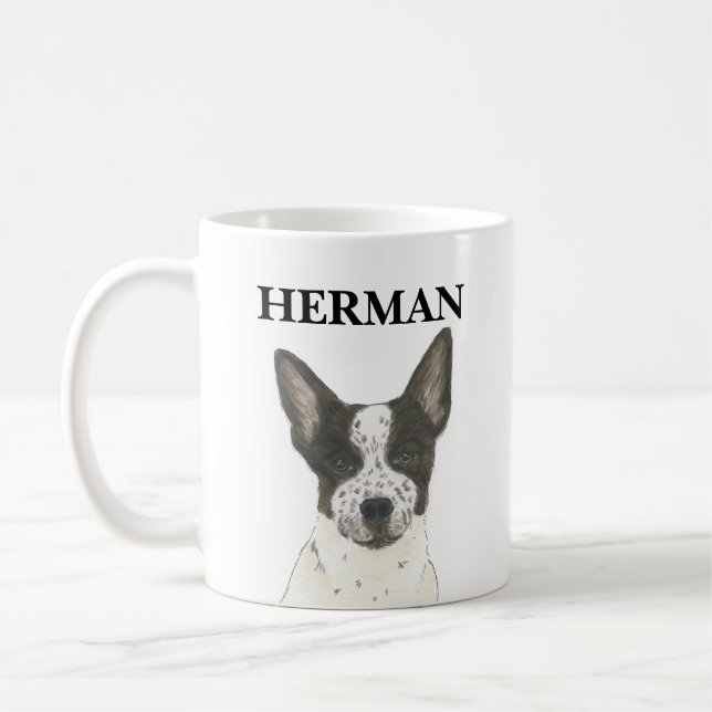 Caneca De Café Cattledog personalizado, preto e branco (Esquerda)
