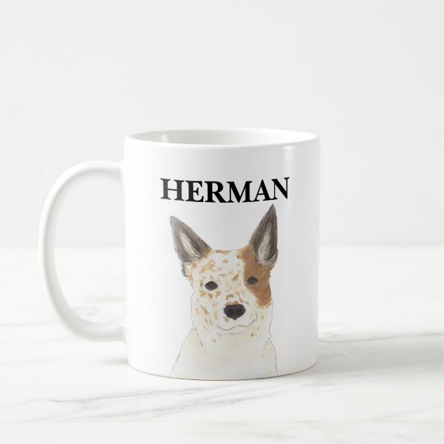 Caneca De Café Cattledog Personalizado Vermelho e Branco (Esquerda)