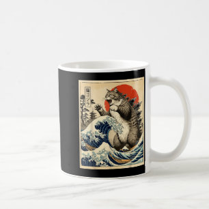 Caneca De Café Catzilla Arte Japonês Amante de Gatos Estampa Gráf