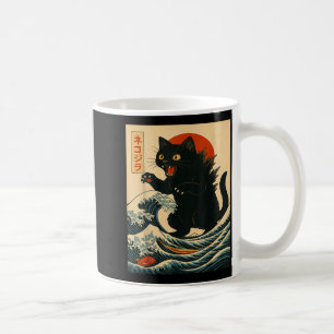 Caneca De Café Catzilla Gato Arte Japonês Gato Engraçado Para Hom