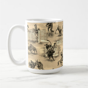 Caneca De Café Caubói de Rodeio Western Vintage Retro