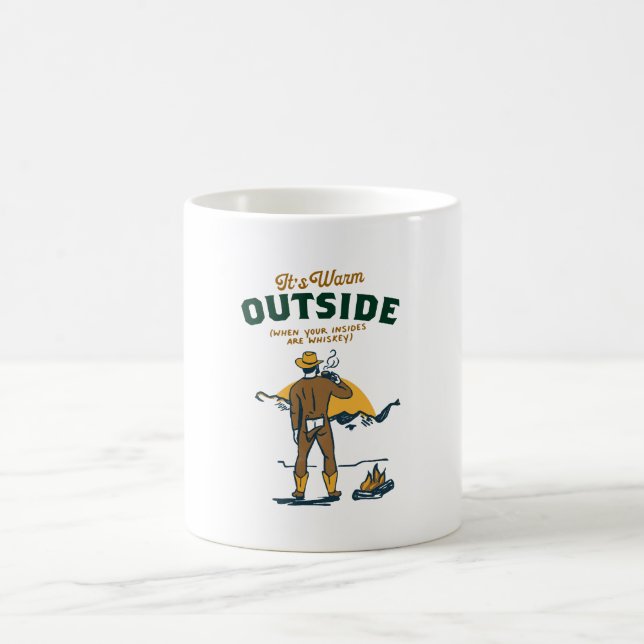Caneca De Café Caubói Engraçado Bebendo Uísque (Centro)