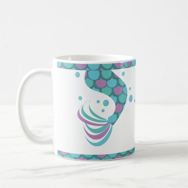 Caneca De Café Caudas de Sereias Brilhantes Listras Escamas (Esquerda)