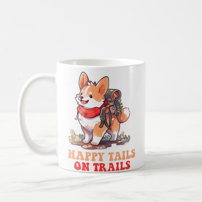 Caneca De Café Caudas Felizes Em Trilhas Cachorro Engraçado Trilh (Esquerda)