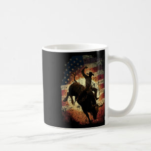 Caneca De Café Cavaleiro de Touro de Rodeio Patriota Bandeira dos