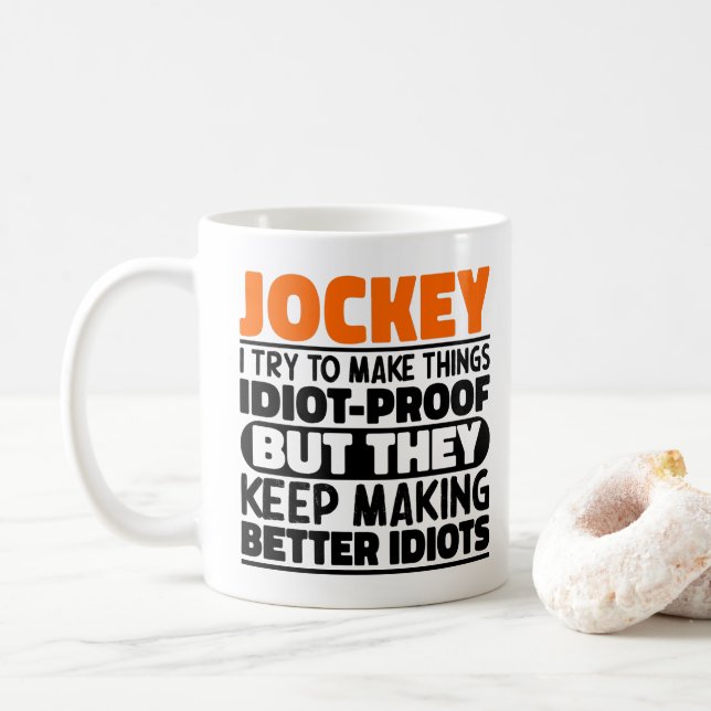 Caneca De Café Cavaleiro Eu Tento Fazer As Coisas Engraçadas Fras (Com Donut)