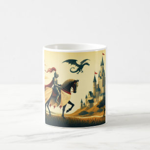 Caneca De Café Cavaleiro Medieval/dragão/fantasia do castelo