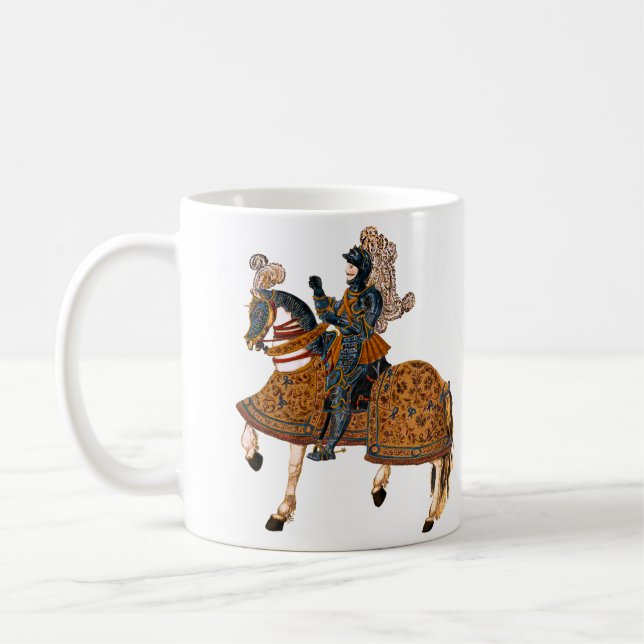Caneca De Café Cavaleiro Medieval em Armor a cavalo (Esquerda)