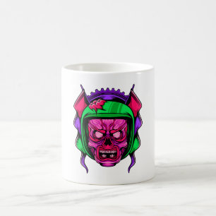 Caneca De Café Cavaleiro Zumbi de Neon Arte de Caveira