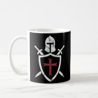 Caneca De Café Cavaleiros Templários Capacetes Cruzados E Espada