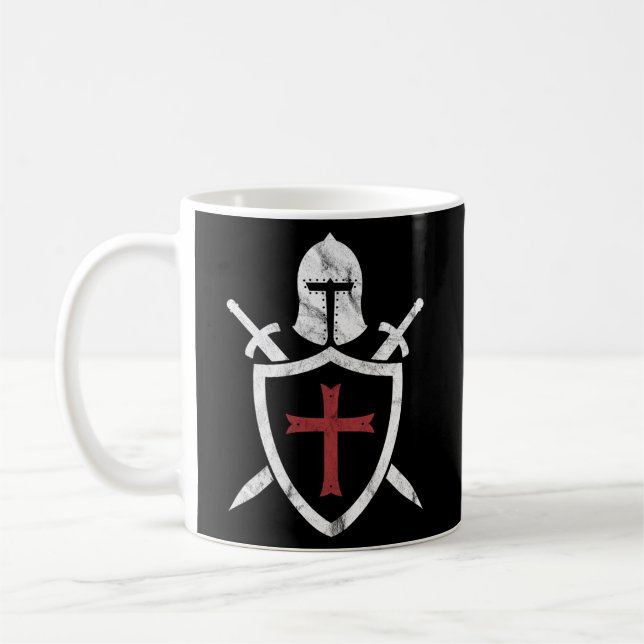 Caneca De Café Cavaleiros Templários Capacetes Cruzados E Espada  (Esquerda)