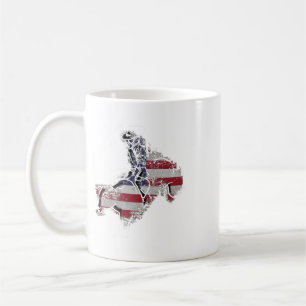 Caneca De Café Cavalgada de Touro de Rodeio Americano Retro Grung