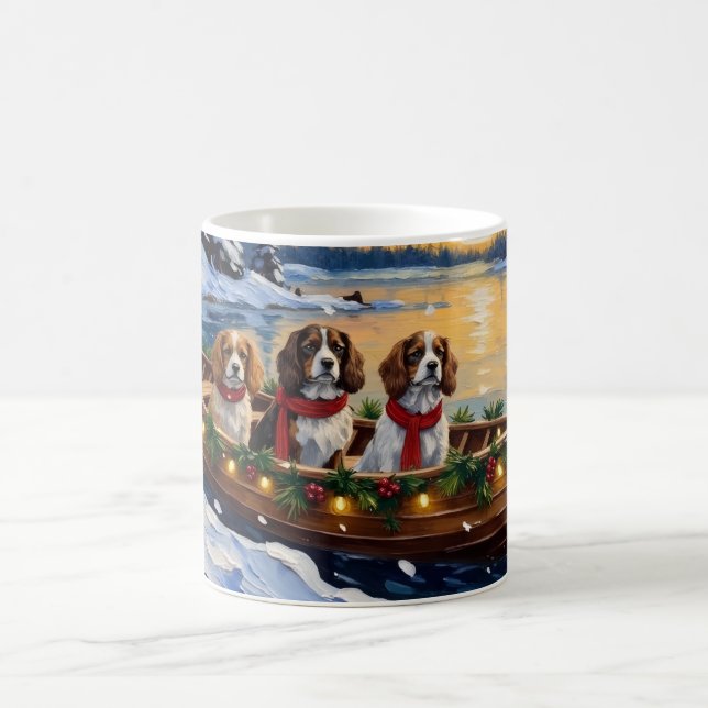 Caneca De Café Cavalier King Charles Spaniel Christmas Boat (Centro)
