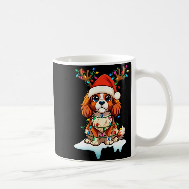 Caneca De Café Cavalier King Charles Spaniel Christmas Reindeer P (Direita)