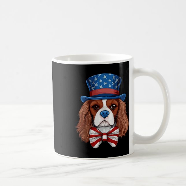 Caneca De Café Cavalier King Charles Spaniel Com Bandeira America (Direita)