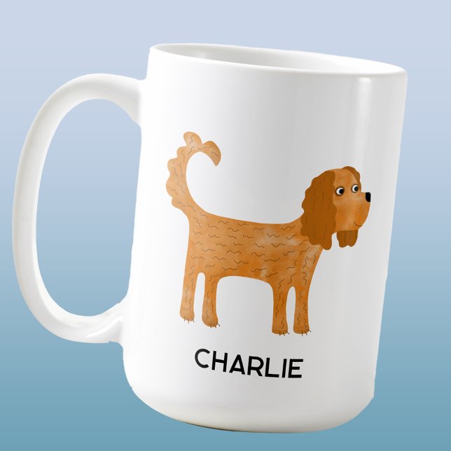 Caneca De Café Cavalier King Charles Spaniel Dog Personalizado (Ruby King Charles Cavalier Spaniel coffee mug with personalized custom name)
