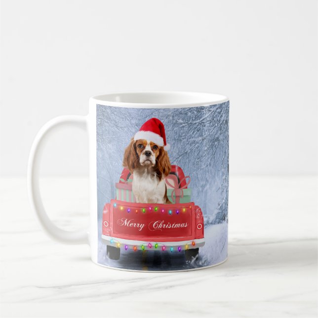 Caneca De Café Cavalier King Charles Spaniel Dog Snow Natal (Esquerda)