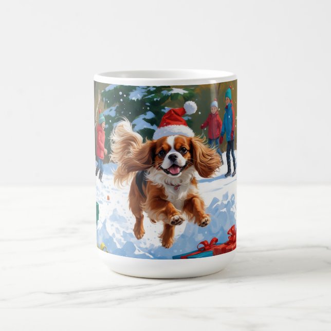 Caneca De Café Cavalier King Charles Spaniel na Neve com Natal  (Centro)