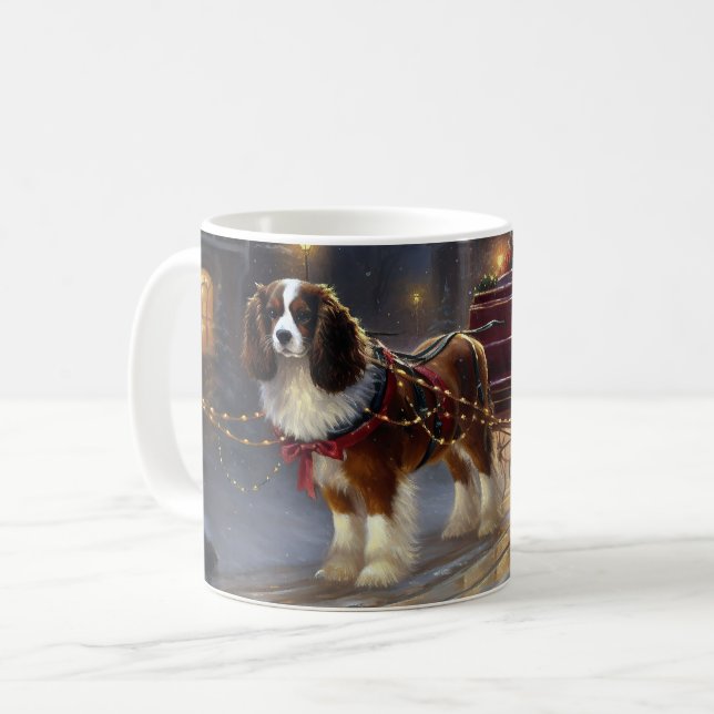 Caneca De Café Cavalier King Charles Spaniel Natal Festivo (Frente Esquerda)