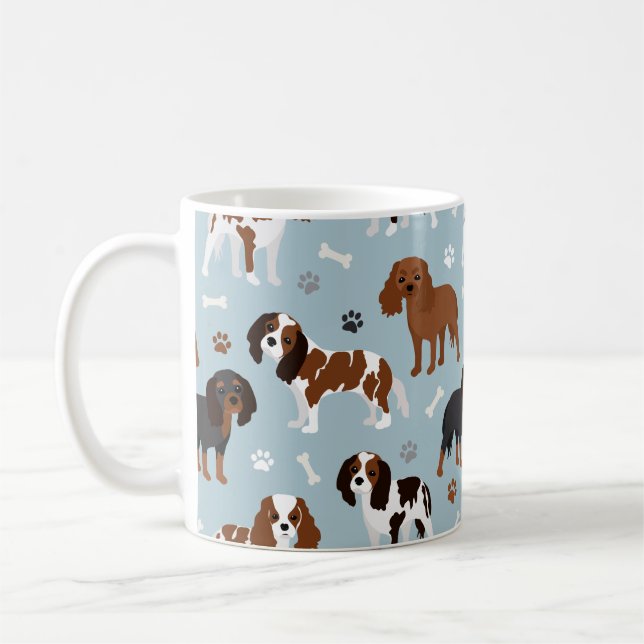 Caneca De Café Cavalier King Charles Spaniel Paws e Bones (Esquerda)