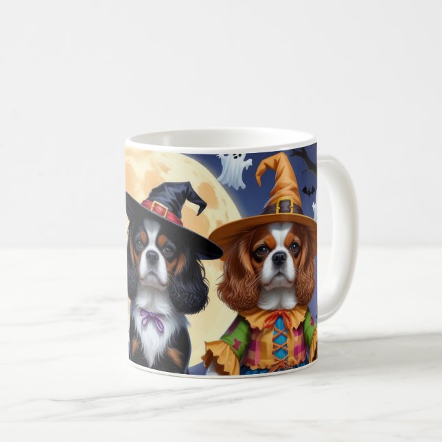 Caneca De Café Cavalier King Charles Spaniel Pumpkin Halloween (Frente Esquerda)
