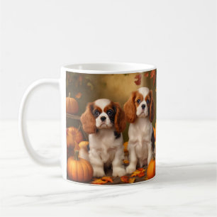 Caneca De Café Cavalier King Charles Spaniel Puppy Autumn Pumpkin