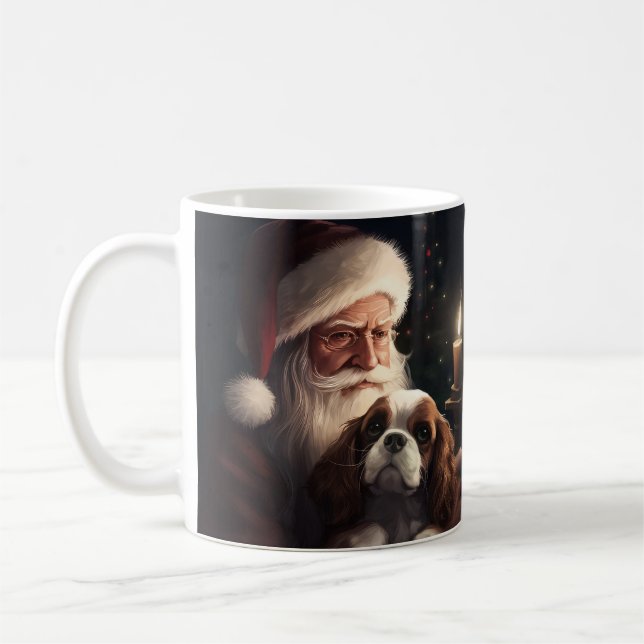 Caneca De Café Cavalier King com Papai Noel Natal Festivo (Esquerda)