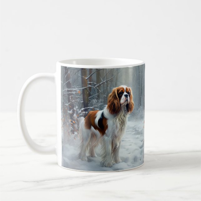 Caneca De Café Cavalier King Deixe Nevar Natal Escovado (Esquerda)