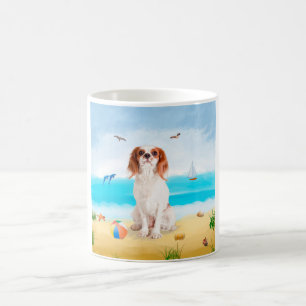 Caneca De Café Cavalier King Dog em Beach