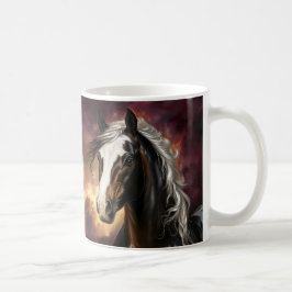Caneca De Café Cavalo abaixo de um céu nojento