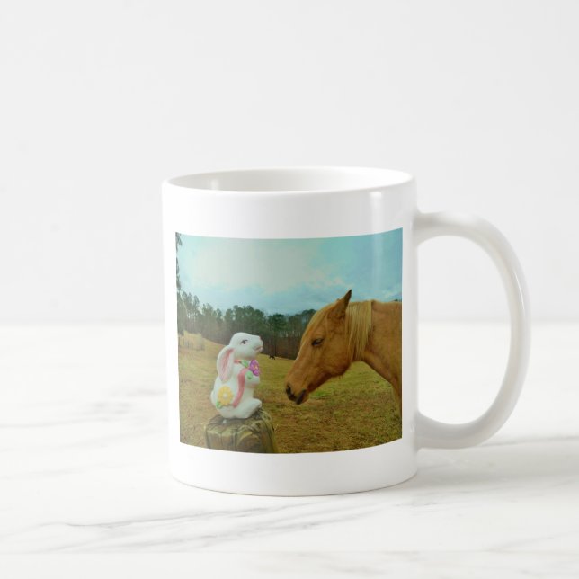 Caneca De Café Cavalo Amarelo Louro e Coelhinho da Páscoa (Direita)