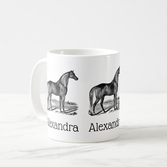 Caneca De Café Cavalo Antigo em Pé (Frente Esquerda)