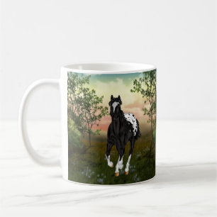 Caneca De Café Cavalo Appaloosa Preto Correndo