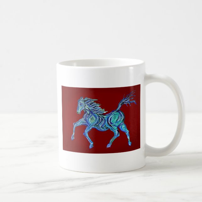 Caneca De Café Cavalo Azul Pintado (Direita)