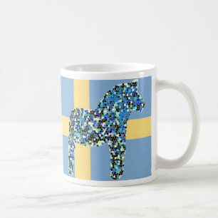 Caneca De Café Cavalo azul sueco de Dala do mosaico